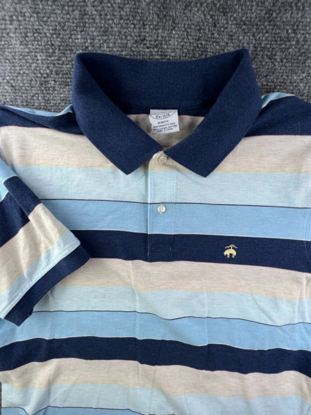 Brooks Brothers Short Sleeve Polo Shirt Men’s Striped XL Slim Fit Supima Cotton